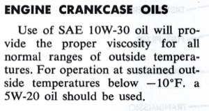recomendacion de fabrica del ano 1960 para 10W-30