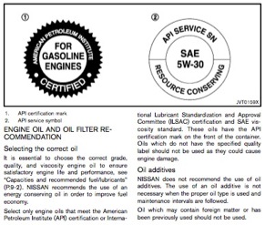 Nissan oil viscosity 2013