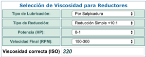 calculador de viscosidad para reductores